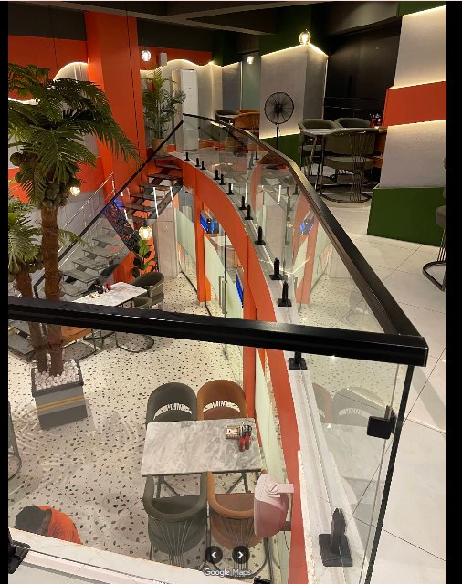 Booth seating inside Mirchi Babu